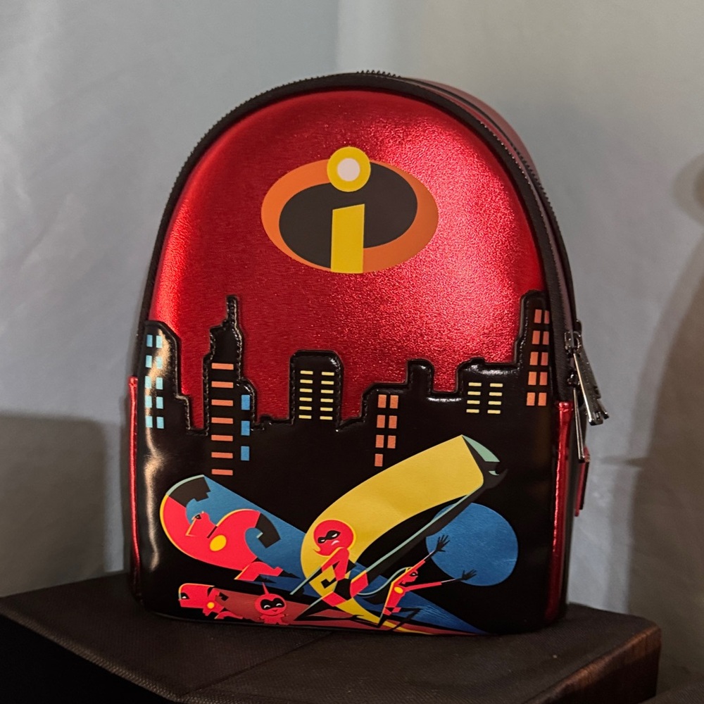 Loungefly Metallic Red & Black The Incredibles Mini Backpack